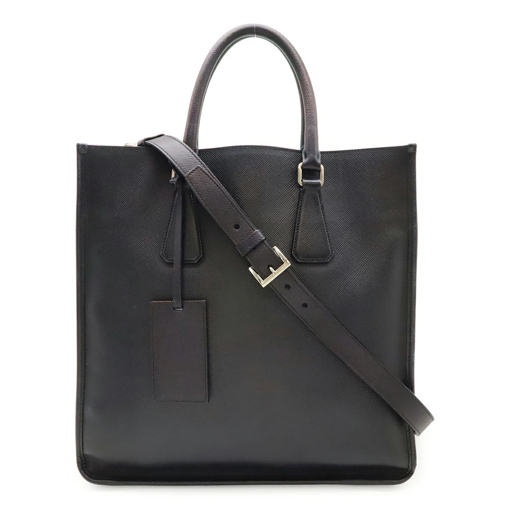 Prada Triangle Saffiano Tote Bag Crossbody Leather Navy Blue